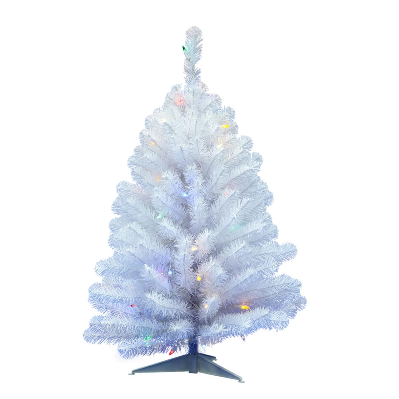3ft. Pre-Lit Crystal White Spruce Artificial Christmas Tree, Multicolor LED Lights